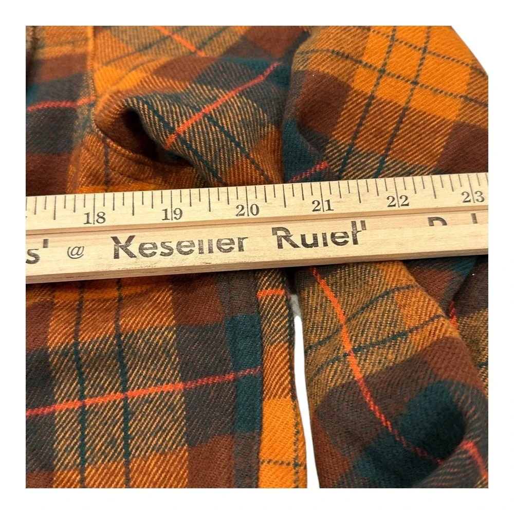 The North Face Men Med. Plaid Flannel Shirt Button Down Long Sleeve Orange Green